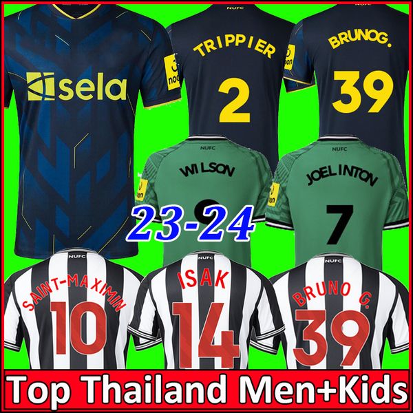 

23 24 isak tonali newcastle home away soccer jerseys 130 years anniversary botman bruno g joelinton trippier 2023 maximin wilson targett foo, Black;yellow