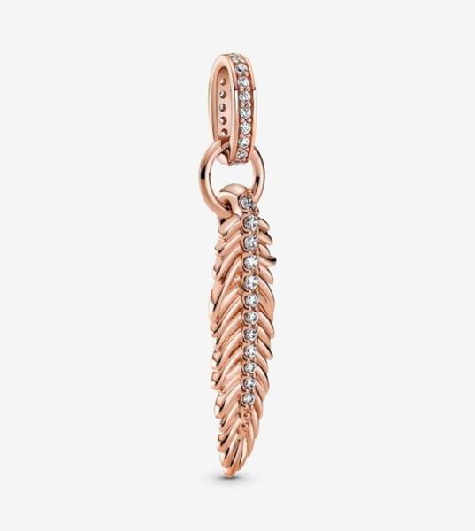 

100 925 sterling silver sparkling feather dangle charms fit original european charm bracelet fashion women wedding engagement jew1763469, Bronze;silver