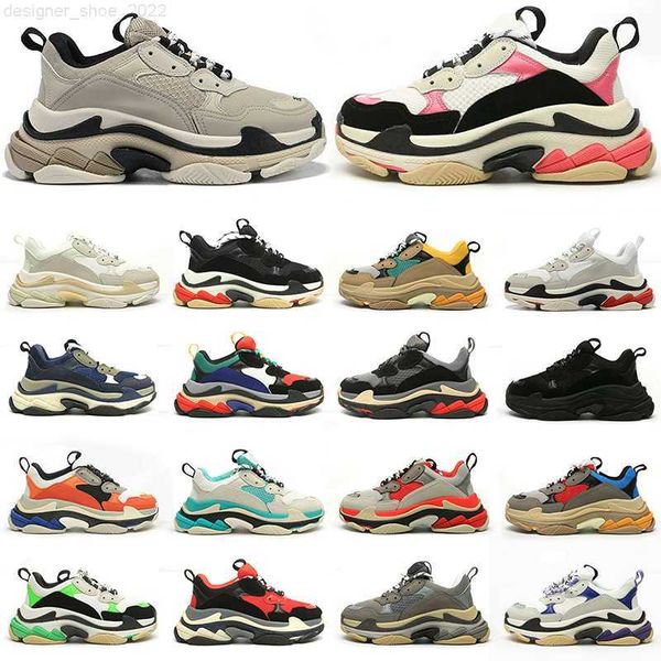 

triple s casual shoes designer men women platform sneakers black white beige dark grey orange khaki rust pink bred light tan mens trainers j