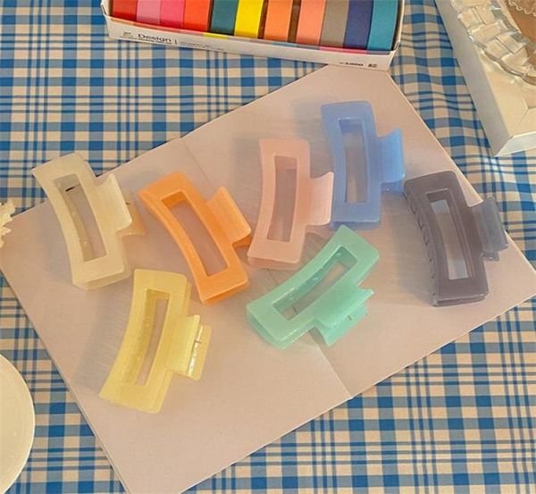 

yamog translucence hollow out square pure hair clamps middle size plastic resin candy color claw clips women scrunchies ponytail s1271826, Slivery;golden