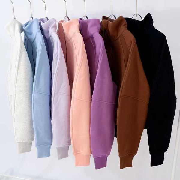 

scuba half zipper high collar autumn and winter thickened warm training sports fitness outdoor short yoga running jacket ll-01 yoga outfit