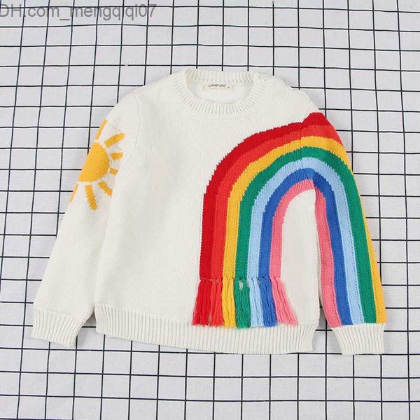 

pullover children sweaters rainbow long sleeve pullovers toddler girl sweater kids winter clothes kids sweaters y1024 z230721, Blue