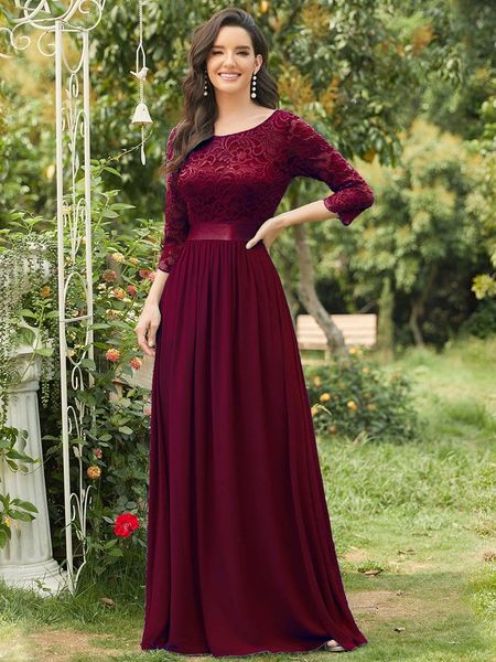 

see-through floor length lace evening dress with half sleeve prom, Black