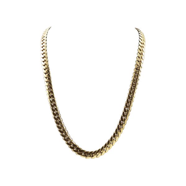 

real 10k solid yellow gold filled cuban link chain necklace miami chains, Silver