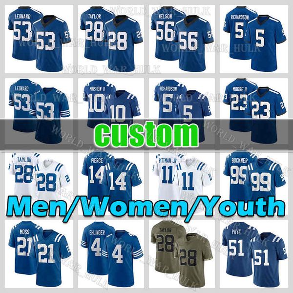 

jonathan taylor jersey darius 53 shaquille leonard football isaiah mckenzie colts deforest buckner 18 peyton manning jake funk zack moss mal, Black;red