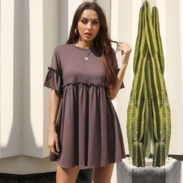 

summer womens pure color loose dress, Black;gray