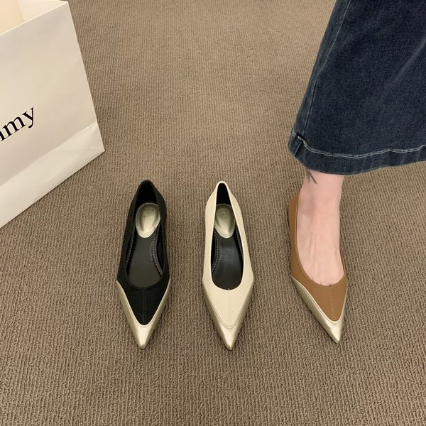 

dress shoes brand women flat shoes fashion mix color ladies elegant ballet shoes pointed toe shallow dress mary jane shoes 230721, Black