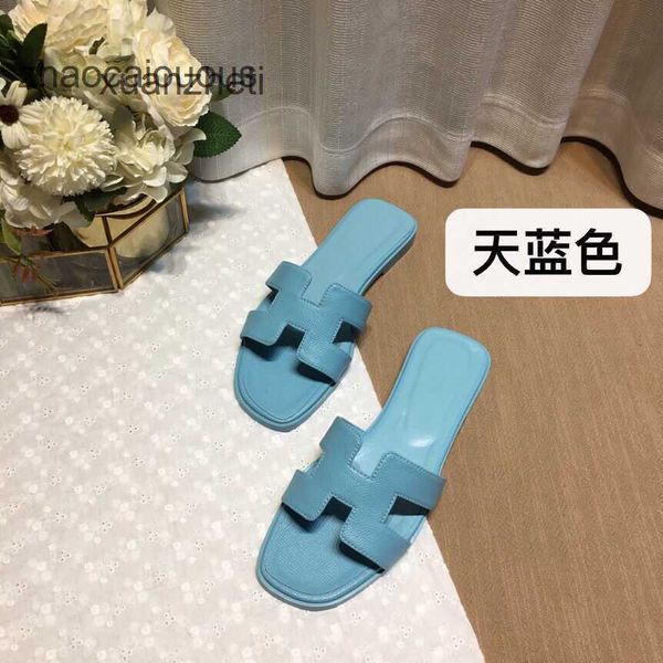 

women's her shoes slipper slippers designer sandal oran bear versatile summer color matching leather one line for tourism wear flat bot