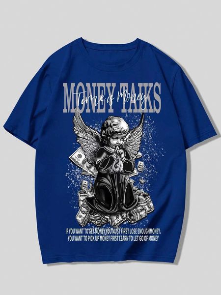 

men's fashion street life guys slogan figure graphic, White;black