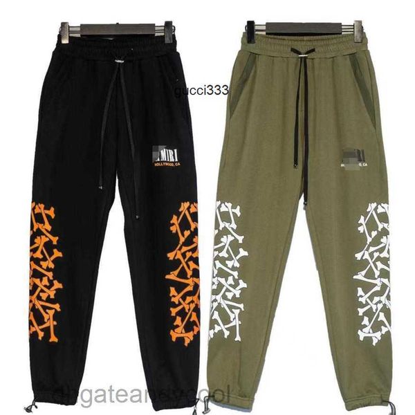 

casual amirly mens men's pant designer of sport pants correct version bone printed high street loose leings, Black
