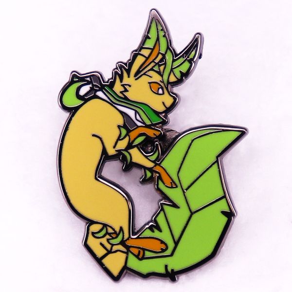 

leaf baby brooch cute anime movies games hard enamel pins collect cartoon brooch backpack hat bag collar lapel badges, Blue