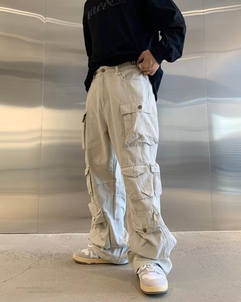 

mens pants y2k commodity multi pocket tool harajuku vintage loose leg street clothing casual hip hop mop trouser 230720, Black
