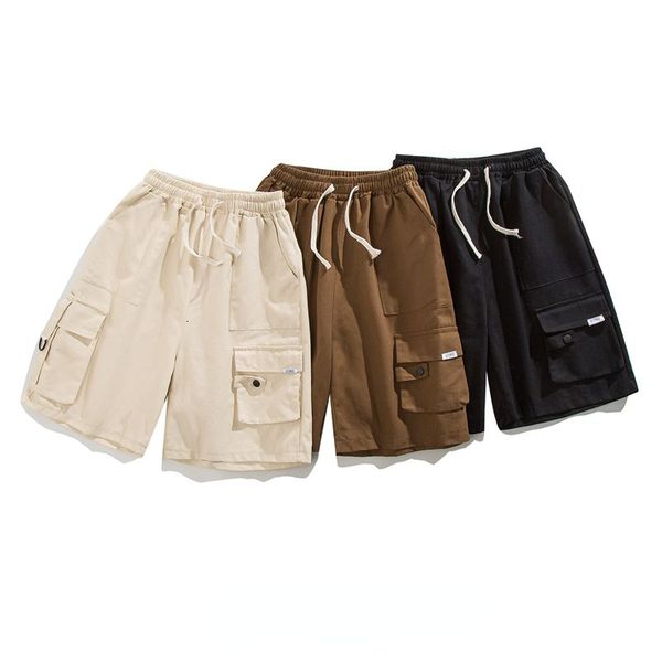 

womens pants capris korean high waist short cargo pants womens summer ins fashion simple loose kneelength cargo pant y2k drawstring straight, Black;white