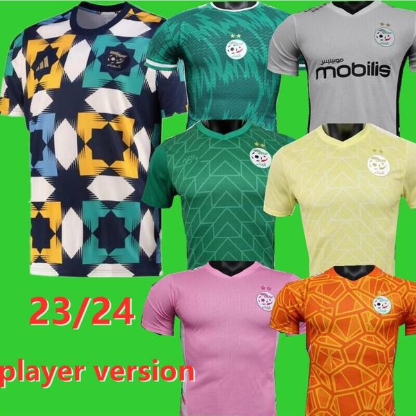 

algerie soccer jerseys mahrez 2023 2024 home away bounedjah feghouli delort atal 23 24 maillot de foot algeria ounas player version algeria, Black;yellow