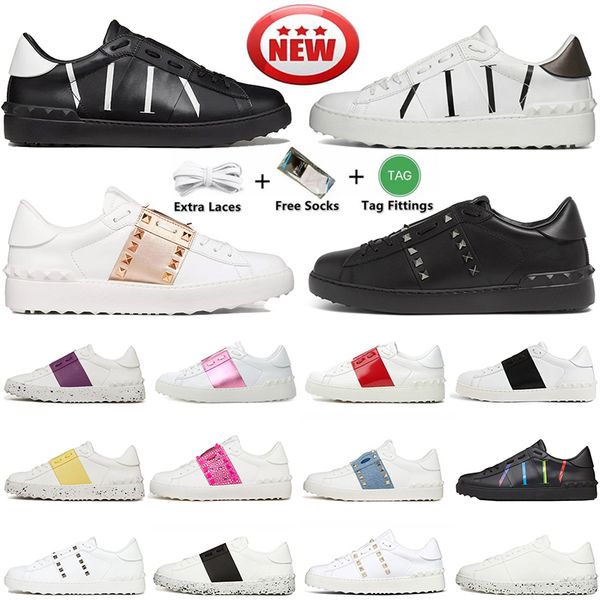 

men women valentinity open sneaker casual shoes white black red trainers dress shoe famous paris leather breathable open for a change low sp