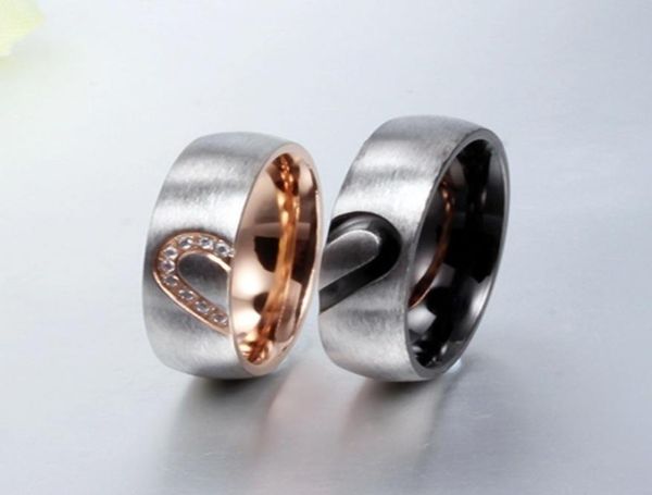 

fashion love heart couple rings for women men wedding engagement diamonds ring unique fine jewelry bridal engagement ring set wedd2169845, Silver