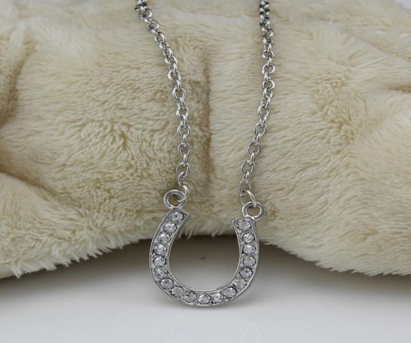 

new arrival horse shoe necklace for women lead and nickel equestrian horseshoe jewelry made of zinc alloy with czech crystals1780657, Silver