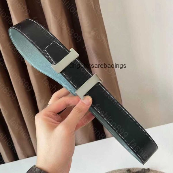 

luxury belts for men and women's designer belt classic all-matching h buckle double sided leather men's charm belt, Silver
