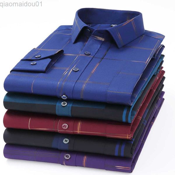 

men's casual shirts men's printed shirt long sleeve casual elastic soft no-iron thin easy care bausiness silk dress shirts luxury, White;black