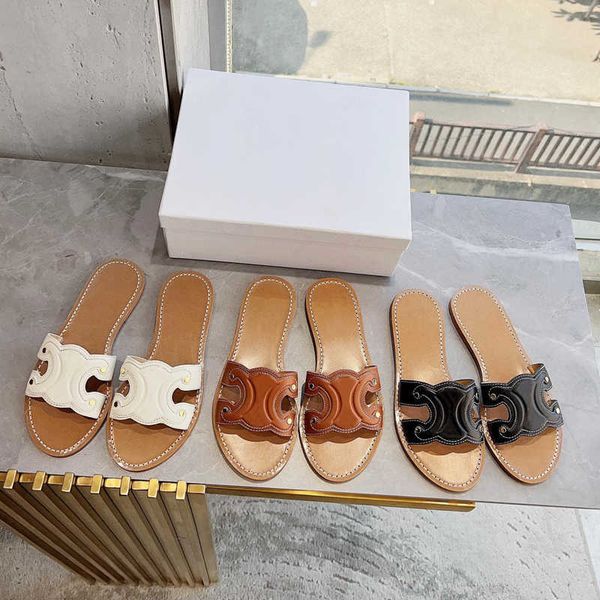 

triomphe slides womens beach slippers classic fashion celis sandle designer flats shoes 2023 arc embossed bottom slippers fashion outwear ro, Black