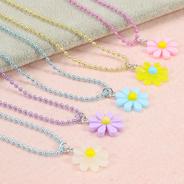 

multicolor daisy necklace ring girl party friendship handicraft necklace, Silver