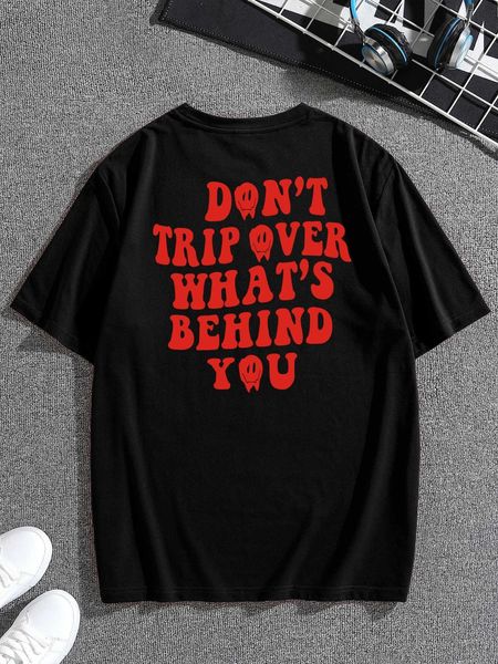

men's fashion en cartoon and slogan graphic, White;black