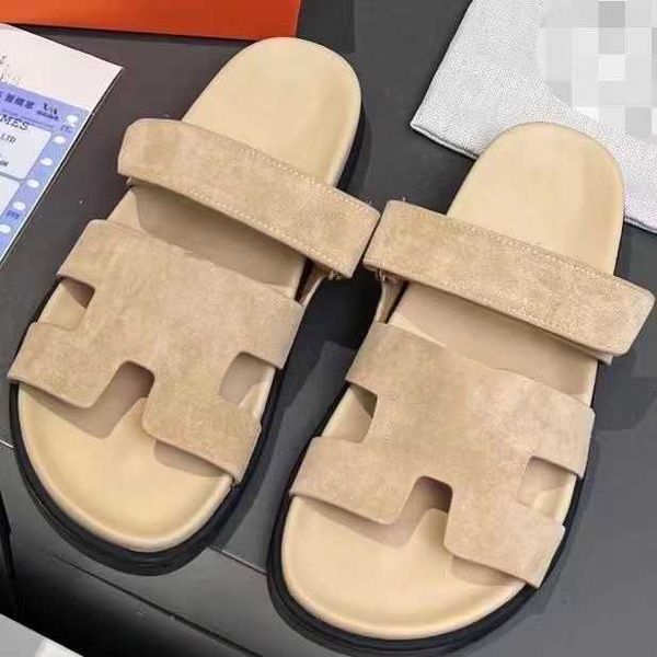 

designer slippers chypre pool pillow slides h sandals beach classic flat sandal luxury summer lady leather flip flops men women slides big s, Black