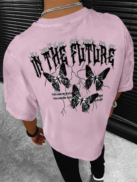 

men's fashion emrg men butterfly slogan graphic shoulder, White;black