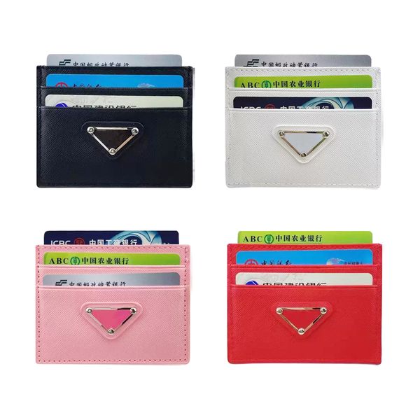 

classic womens mens designer triangle wallets holder purses woman luxurys genuine leather card wallet branded slots key pocket metal logo co, Red;blue