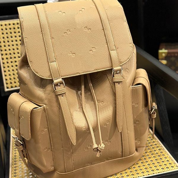

brown backpack crossbody bag genuine leather fashion letters drawstring handbags purse back pack women shoulder bags large capacity pockets