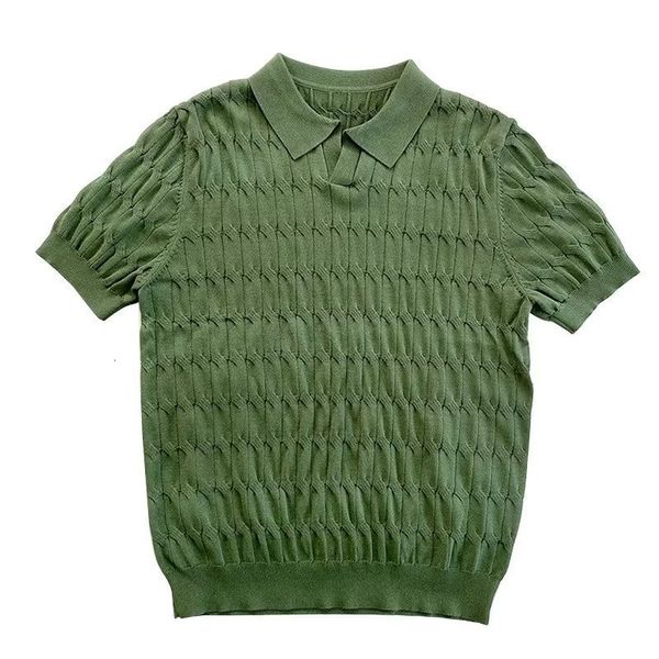 

men's polos elastic slim knitted polo mens shirt luxury clothing summer fashion solid jacquard knit polo shirt for men casual streetwea, White;black