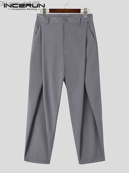 

men's pants fashion slim fit men's cross fold pants fashion casual men's solid comfortable high waist men's s-5xl z23072, Black
