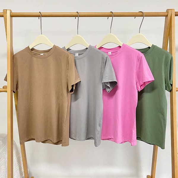 

lulu sports short sleeve shirt women's summer loose thick material breathable tank summer shirts