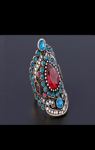 

vintage boho fashion rings colorful rhinestone gem tone retro alloy ring for women men jewelry engagement party gift whole1151181, Silver