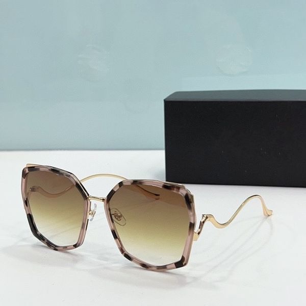 

2023 sunglasses gold thin snake shape metal full black beige frame yellow gradient color polygon glasses available with box, White;black