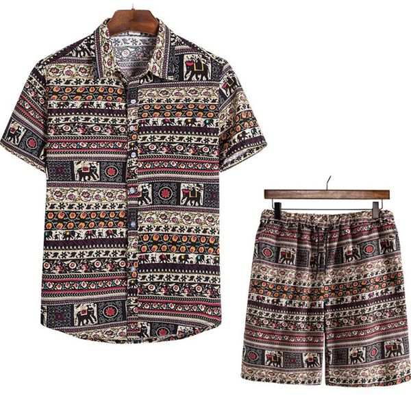 

men s tracksuits mens vintage floral shirts and shorts 2 pieces suit vacation outfits sets casual button down beach hawaiian shirt suits men, Gray