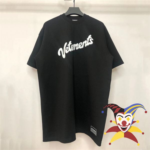 

mens tshirts purple 3d foam printed vetements tshirt superfine white letter embroidery 230720, White;black