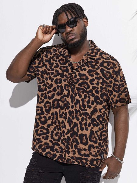 

men's fashion aftrdrk men leopard shirt, White;black