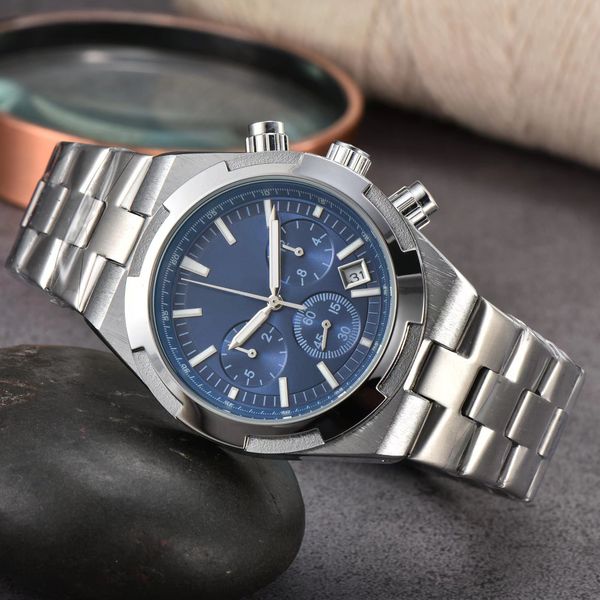 

brand mens watch vacherxx overseas series luxury fashion multifunctional chronograph quartz watchwrist automatic designer movement watches, Slivery;black