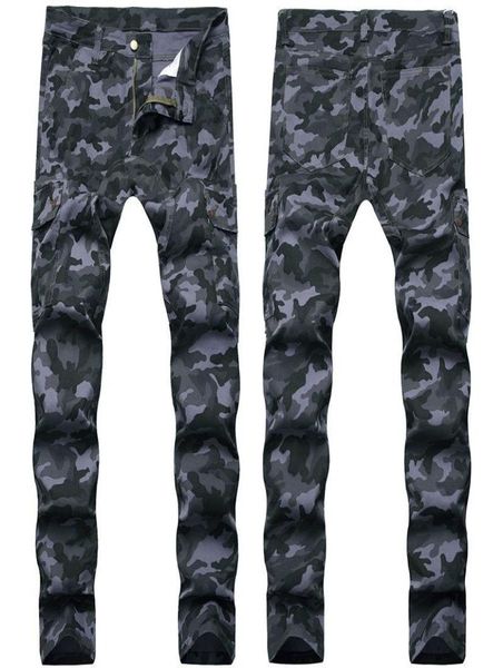 

workwear camouflage pants men039s stretch slim multi pocket men039s jeans tide overalls fashion men039s jeans camouflage1468294, Blue