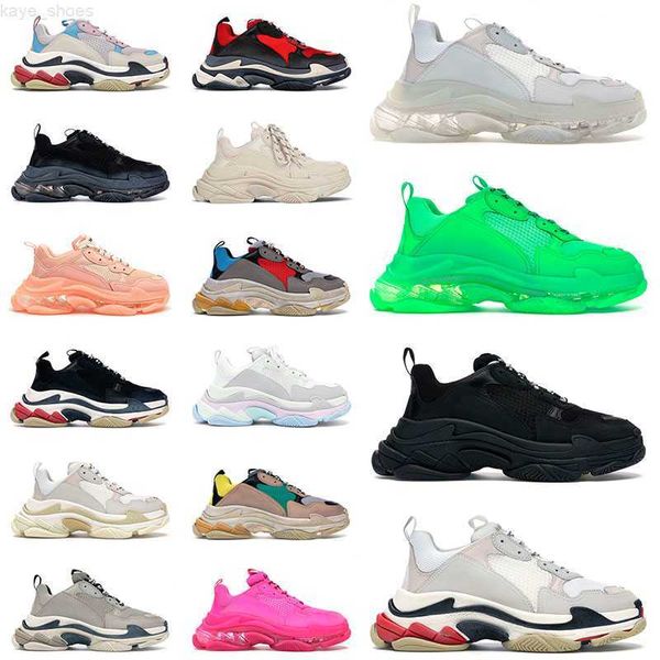 

triple s casual designer shoes mens womens trainers clear sole black green crystal pink white beige yellow sports sneakers size 36-45