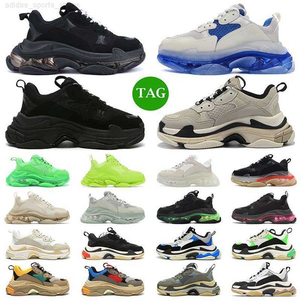 

og triple s casual shoes men women designer platform sneakers clear sole black white beige dark red grey green mens trainers outdoor shoe