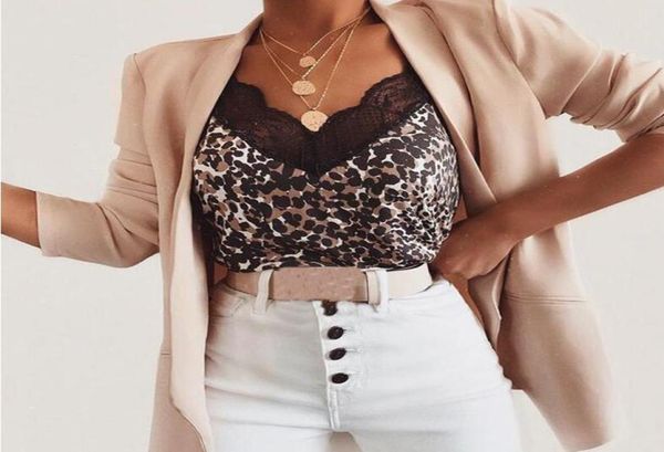 

2pcslot new womens camisole vest camis silk tanks leopard print ladies silk gallus leisure lace club underwear size sxxl2824135, Black;white