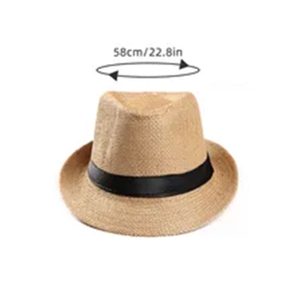 

fashion men straw hat for women summer trendy beach sun hats solid color fedoras ribbon casual cowboy jazz cap gangster cap male a274, White;black