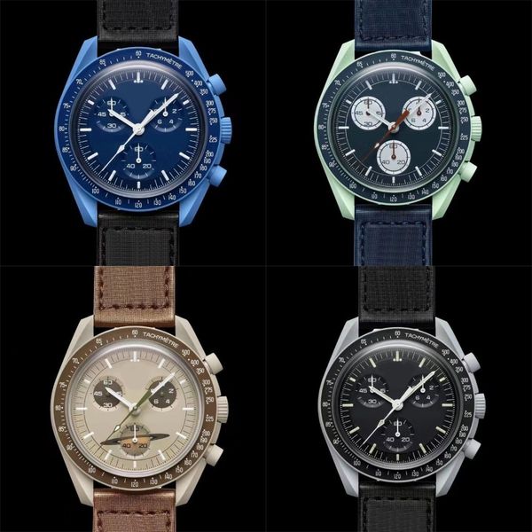

full function quarz movement watches designer montre homme moon wrist watch chronograph ceramic mens designer watches mutil planet dh05 e23, Slivery;brown