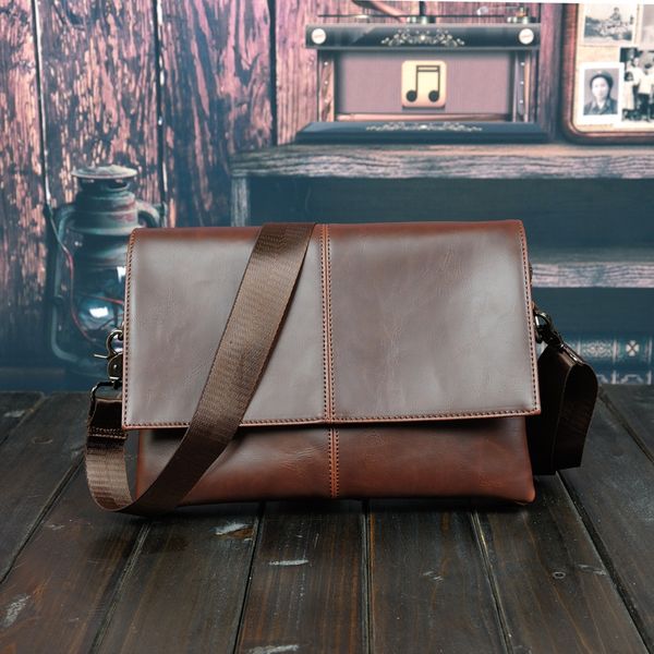 

factory wholesale mens shoulder bag 2 styles simple and versatile solid color leather backpack flip multi-layered men handbag classic polka-