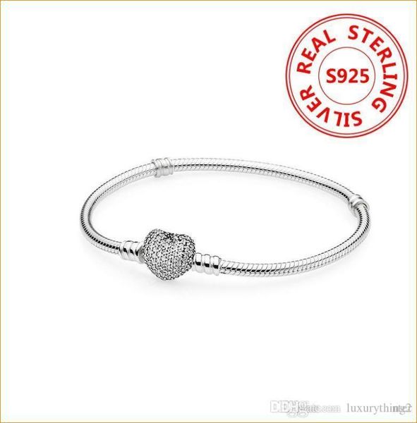 

authentic 925 sterling silver heart charms bracelet for european beads bangle wedding gift jewelry for women with original box5831066, Golden;silver