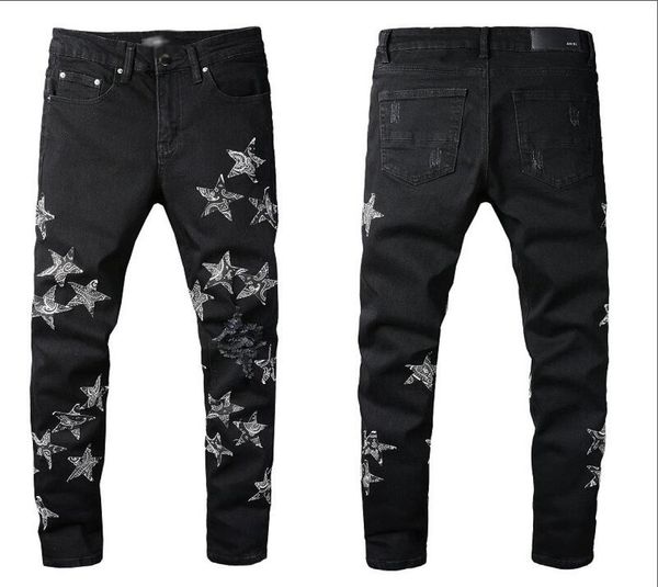 

20ss mens designer jeans distressed ripped biker slim fit motorcycle denim for men s fashion jean mans pants pour homm4857584, Blue