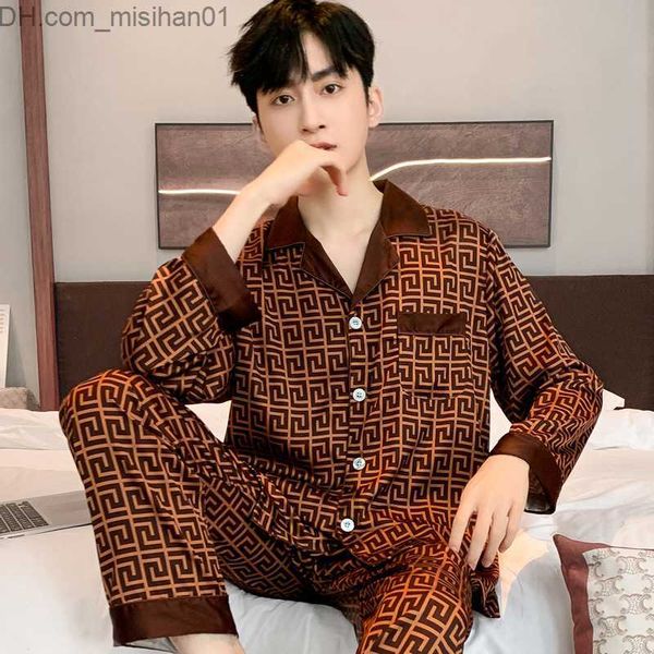 

men's sleepwear jxgarb 2023 new satin women's pajama set ice silk women's pajamas z230721, Black;brown