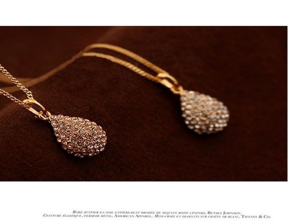 

korean o style fashion full diamond drop necklace0123457755777, Silver